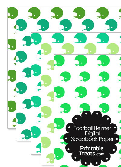 Green Football Helmet Digital Scrapbook Paper from PrintableTreats.com