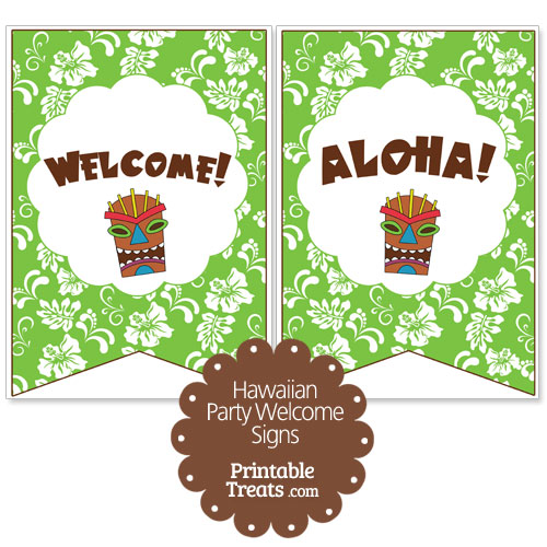 green Hawaiian party welcome sign