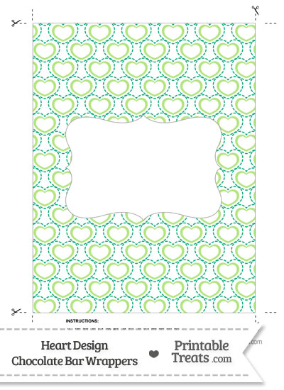 Green Heart Design Chocolate Bar Wrappers from PrintableTreats.com