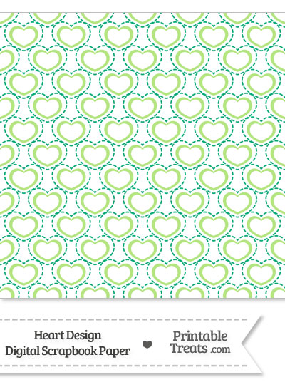 Green Heart Design Digital Scrapbook Paper from PrintableTreats.com
