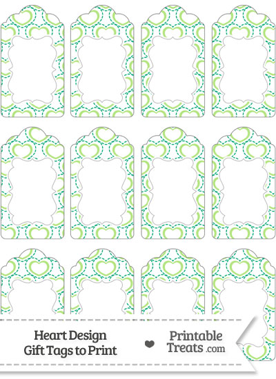 Green Heart Design Gift Tags from PrintableTreats.com