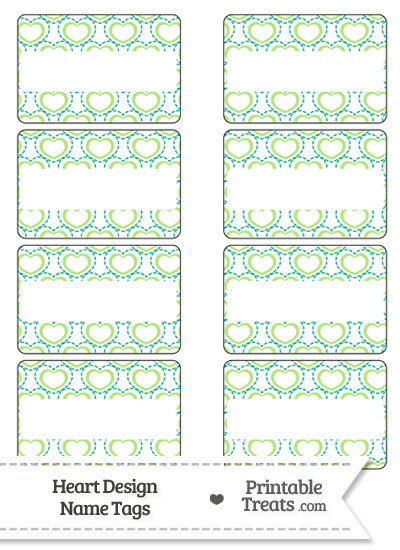 Green Heart Design Name Tags from PrintableTreats.com