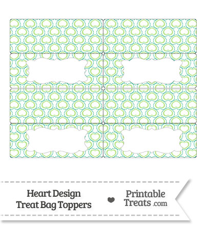 Green Heart Design Treat Bag Toppers from PrintableTreats.com