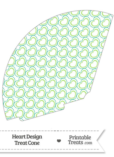 Green Heart Design Treat Cone from PrintableTreats.com