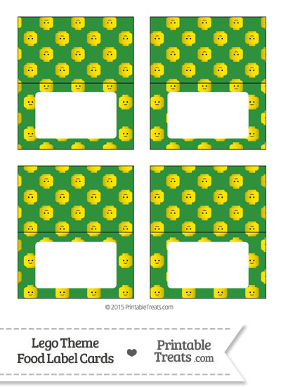 Green Lego Theme Food Label Buffet Cards from PrintableTreats.com