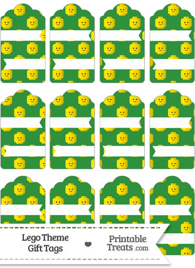 Green Lego Theme Gift Tags from PrintableTreats.com
