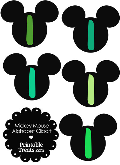 Green Mickey Mouse Head Letter I Clipart from PrintableTreats.com