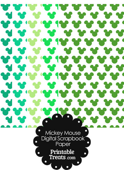 Green Mickey Mouse Head Scrapbook Paper from PrintableTreats.com