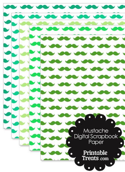 Green Mustache Digital Scrapbook Paper from PrintableTreats.com