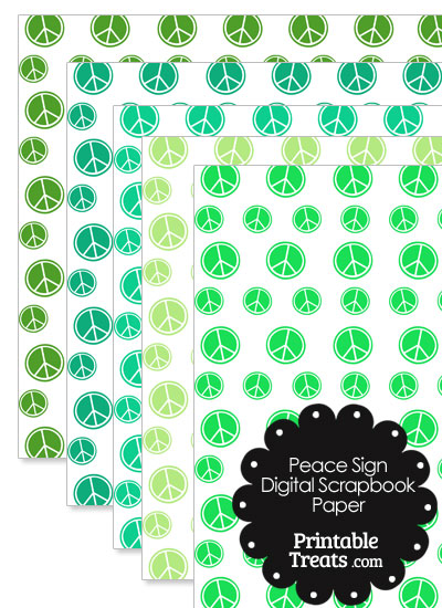 Green Peace Sign Digital Scrapbook Paper from PrintableTreats.com