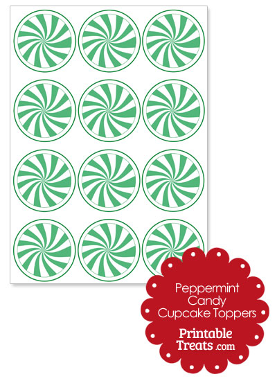 Green Peppermint Candy Cupcake Toppers from PrintableTreats.com