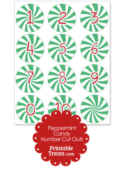 Green Peppermint Candy Number Cut Outs from PrintableTreats.com