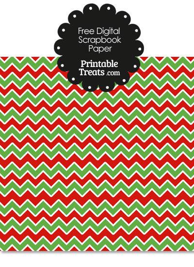 Green Red and White Chevron Digital Paper from PrintableTreats.com