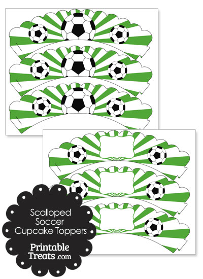 Green Scalloped Sunburst Soccer Cupcake Wrappers from PrintableTreats.com