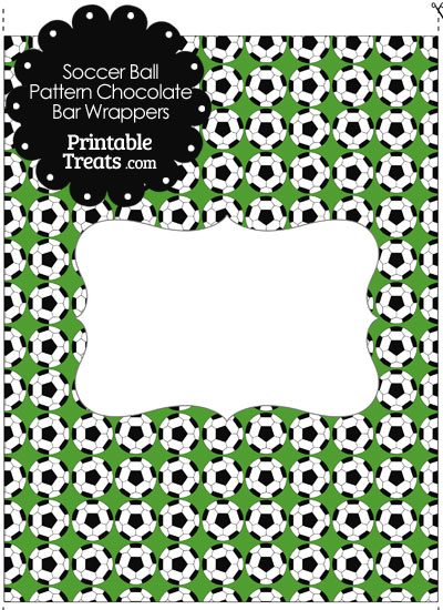 Green Soccer Ball Pattern Chocolate Bar Wrappers from PrintableTreats.com