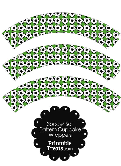 Green Soccer Ball Pattern Cupcake Wrappers from PrintableTreats.com