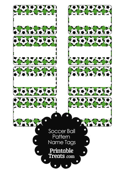 Green Soccer Ball Pattern Name Tags from PrintableTreats.com