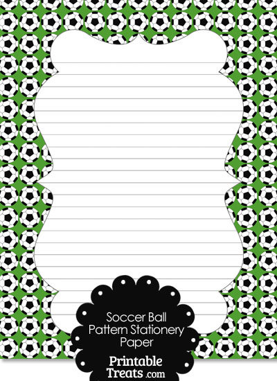 Green Soccer Ball Pattern Stationery Paper from PrintableTreats.com