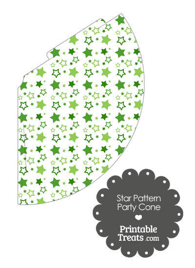 Green Star Pattern Party Cone from PrintableTreats.com