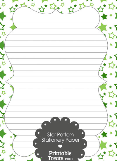 Green Star Pattern Stationery Paper from PrintableTreats.com