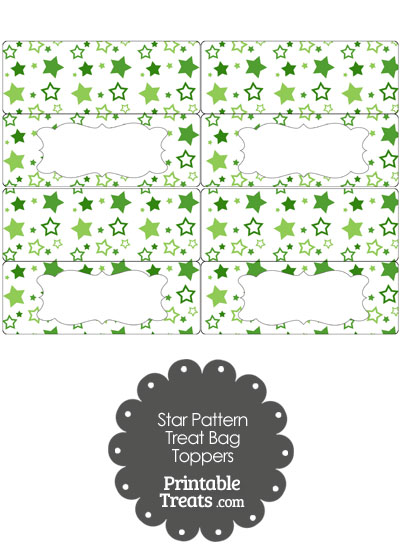 Green Star Pattern Treat Bag Toppers from PrintableTreats.com