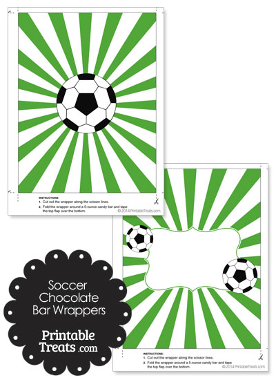 Green Sunburst Soccer Party Candy Wrappers from PrintableTreats.com