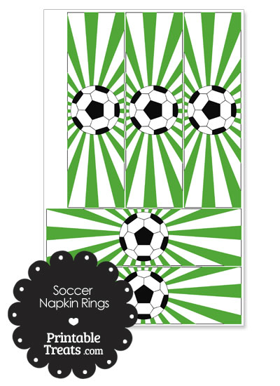 Green Sunburst Soccer Party Napkin Rings from PrintableTreats.com