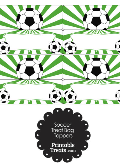 Green Sunburst Soccer Treat Bag Toppers from PrintableTreats.com