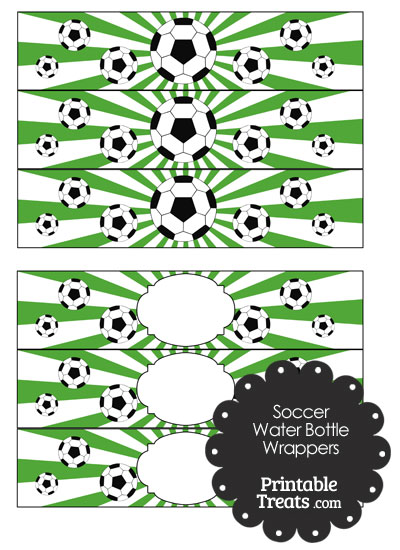 Green Sunburst Soccer Water Bottle Wrappers from PrintableTreats.com