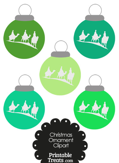 Green Three Wise Men Christmas Ornament Clipart from PrintableTreats.com