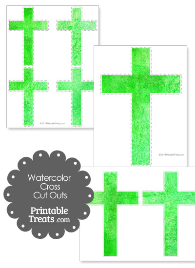 Green Watercolor Cross Cut Outs from PrintableTreats.com