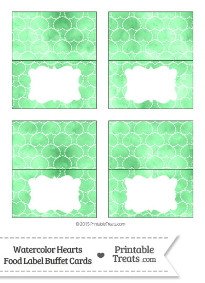 Green Watercolor Hearts Food Labels from PrintableTreats.com