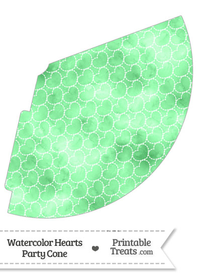 Green Watercolor Hearts Party Cone from PrintableTreats.com