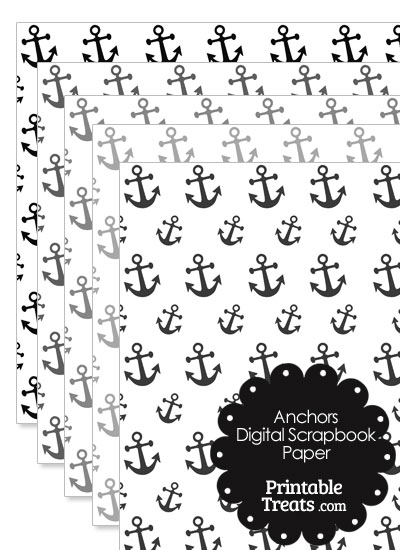 Grey Anchor Digital Scrapbook Paper from PrintableTreats.com