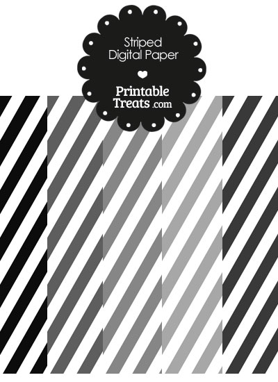 Grey and White Diagonal Striped Digital Scrapbook Paper from PrintableTreats.com
