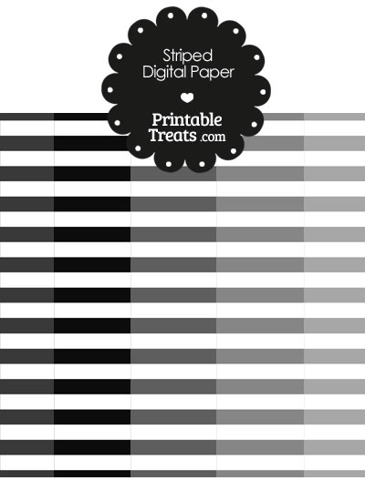 Grey and White Horizontal Striped Digital Scrapbook Paper from PrintableTreats.com
