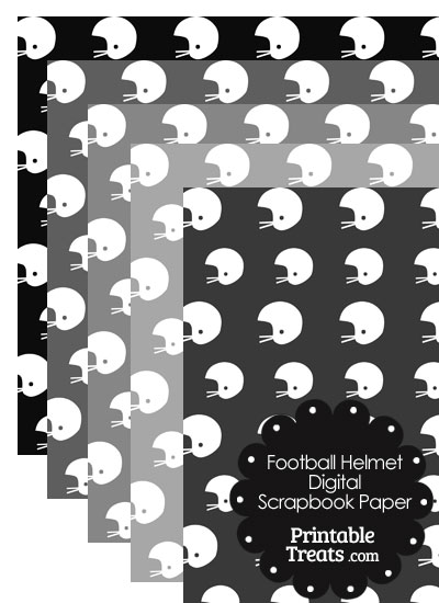 Grey Background Football Helmet Digital Scrapbook Paper from PrintableTreats.com