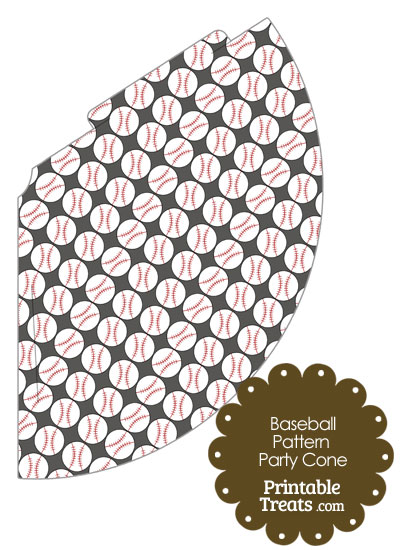 Grey Baseball Pattern Party Cone from PrintableTreats.com