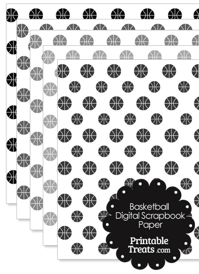 Grey Basketball Digital Scrapbook Paper from PrintableTreats.com