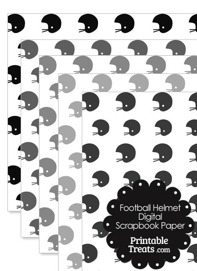 Grey Football Helmet Digital Scrapbook Paper from PrintableTreats.com