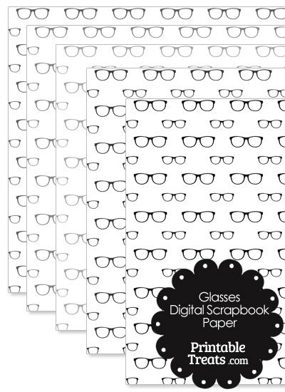 Grey Glasses Digital Scrapbook Paper from PrintableTreats.com