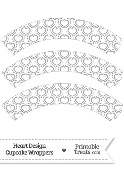 Grey Heart Design Cupcake Wrappers from PrintableTreats.com