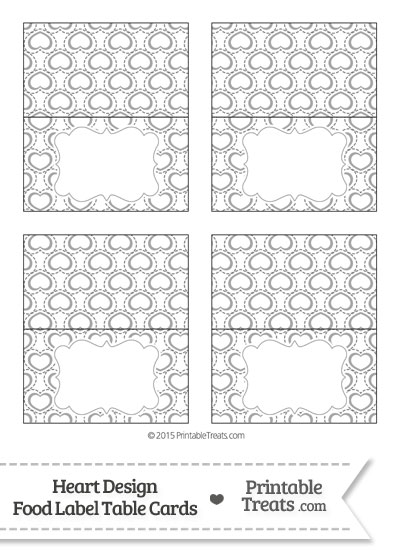 Grey Heart Design Food Labels from PrintableTreats.com