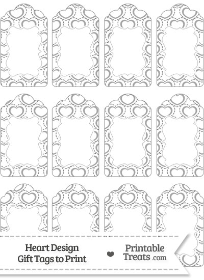 Grey Heart Design Gift Tags from PrintableTreats.com