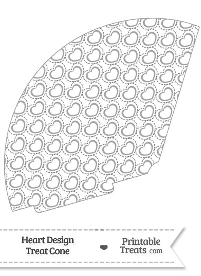 Grey Heart Design Treat Cone from PrintableTreats.com