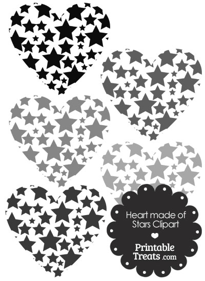 Grey Heart Made of Stars Clipart from PrintableTreats.com