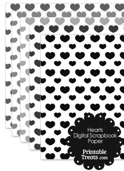 Grey Hearts Digital Scrapbook Paper from PrintableTreats.com