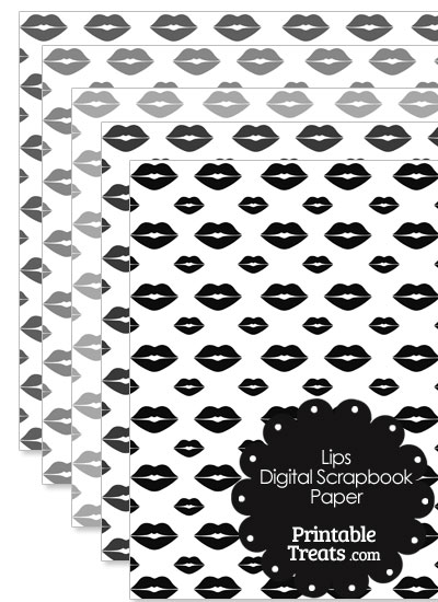 Grey Lips Digital Scrapbook Paper from PrintableTreats.com
