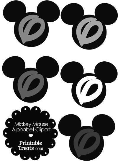 Grey Mickey Mouse Head Letter O Clipart from PrintableTreats.com