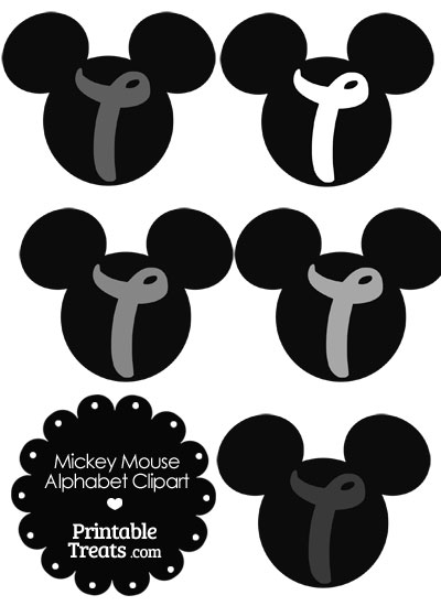 Grey Mickey Mouse Head Letter T Clipart from PrintableTreats.com
